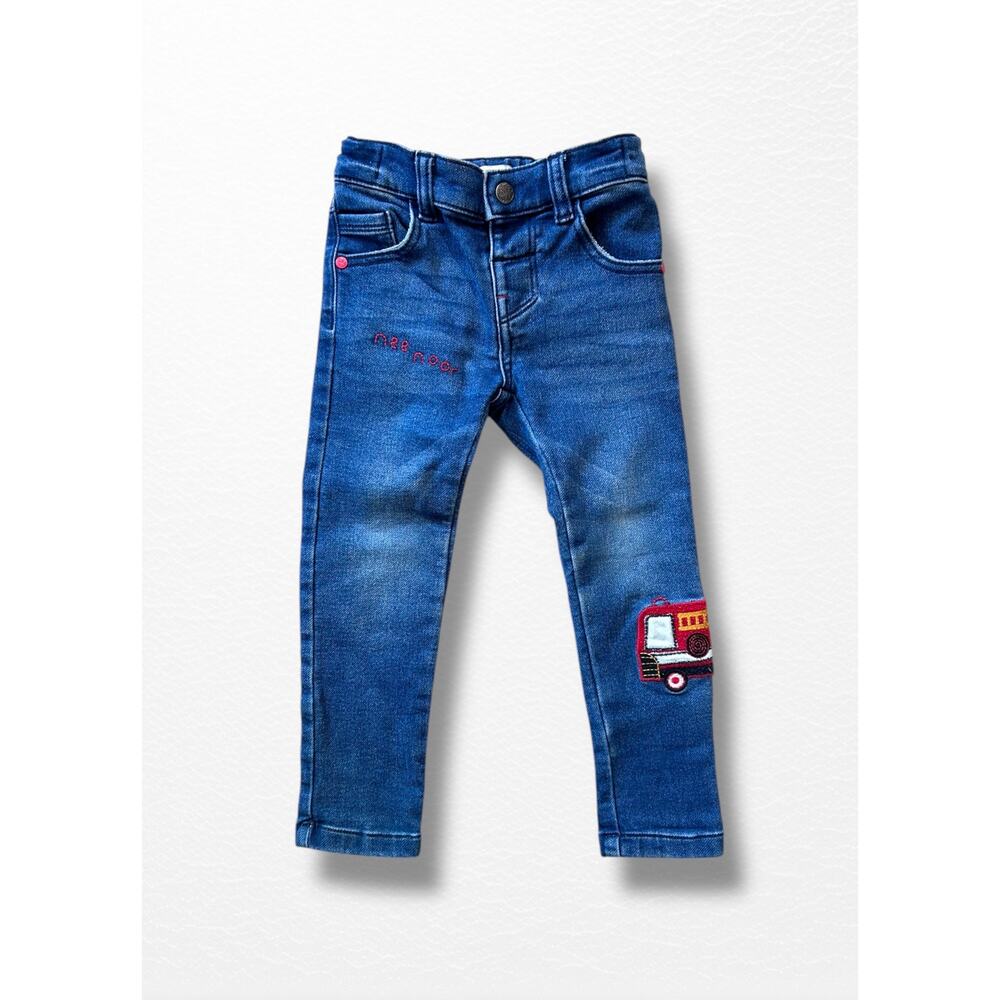 F&F Fire Engine Appliqué Jeggings, Size 2/3